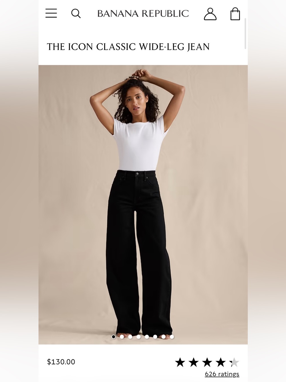 Banana Republic Black High-Rise Wide Leg Jeans